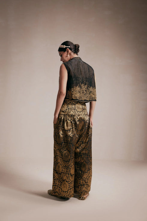 Gold Embroidered Jacket & Pants Co-ord